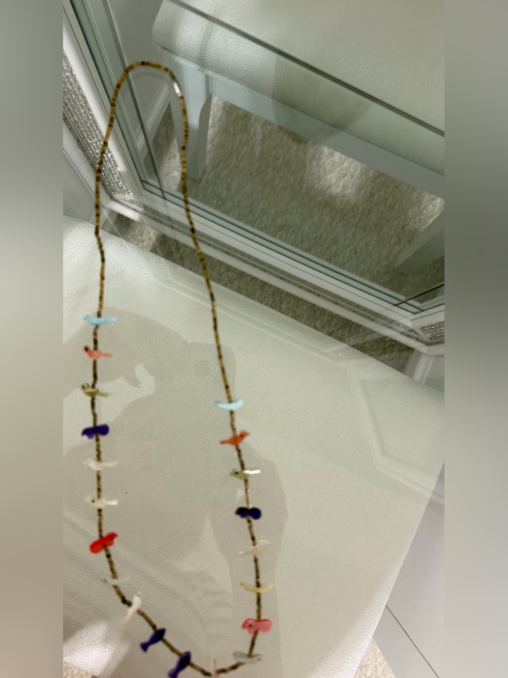 Vintage Native American handcrafted Zuni style bird fetish necklace
